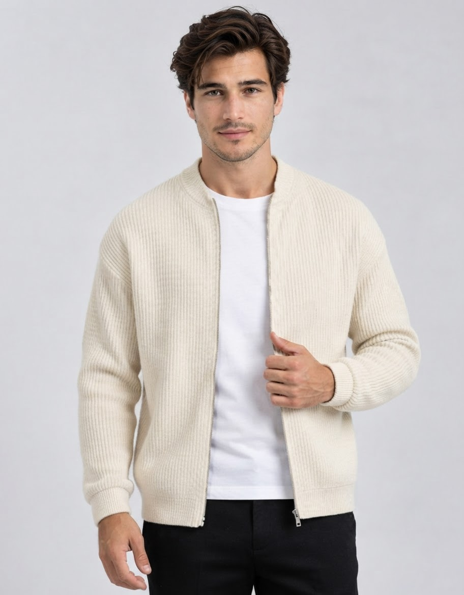 Men's fitted knitted cardigan in a business style