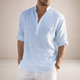 Men's Grandad Collar Shirt, Half Placket, Long Sleeve