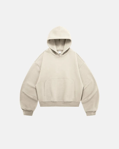 Plain boxy fit hoodie with hood, long sleeves and front kangaroo pocket