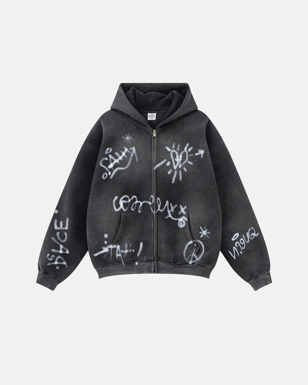 Men's graffiti zip-up hoodie
