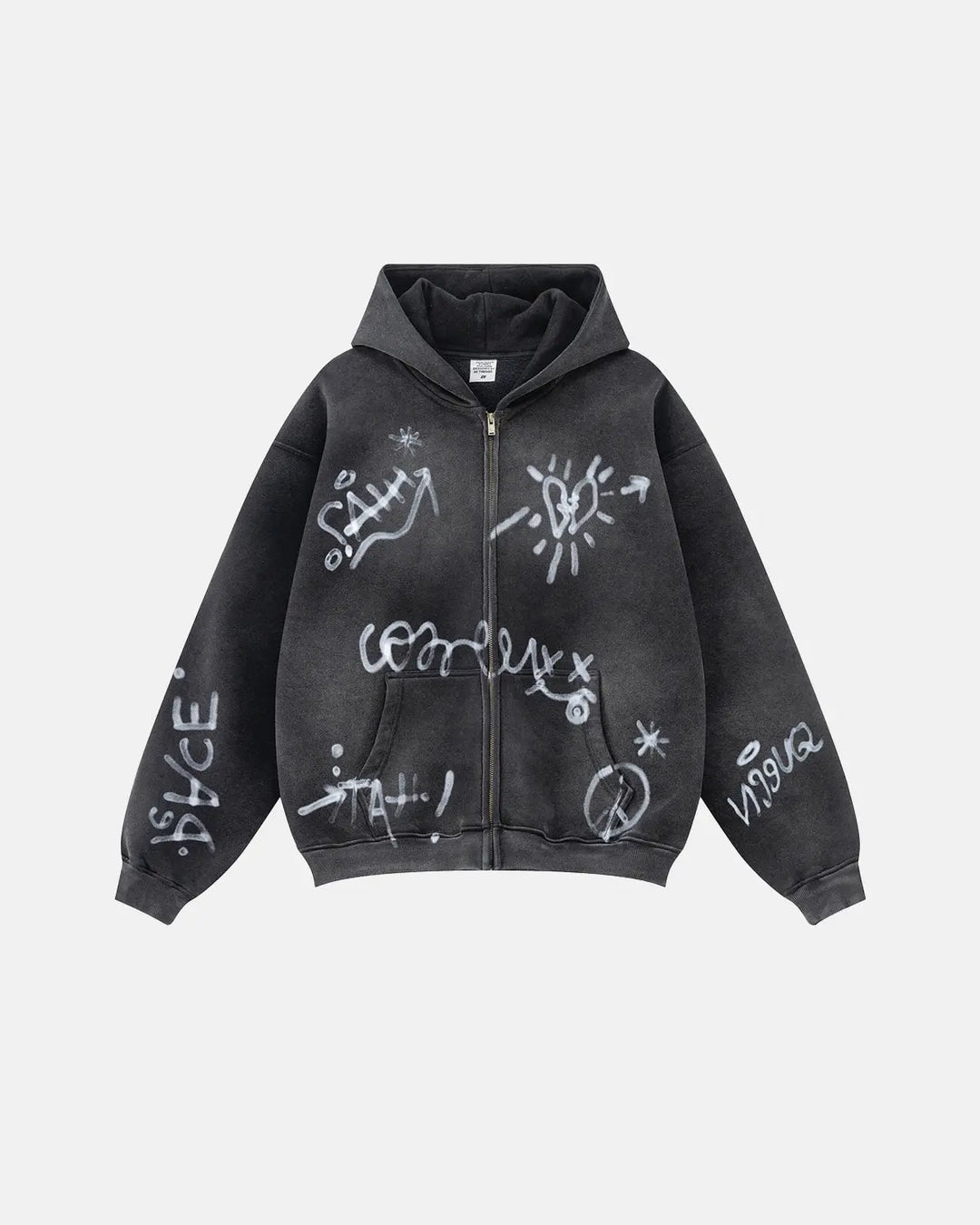 Men's graffiti zip-up hoodie