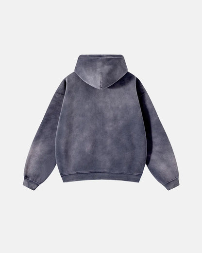Acid washed zip-up hoodie with hood, long sleeves and front pockets