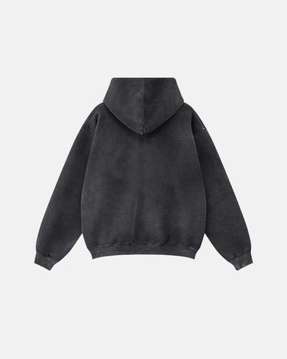 Unisex graphic zip-up hoodie with hood, long sleeves and kangaroo pockets
