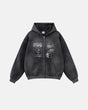Graphic zip-up hoodie with hood, long sleeves and front pouch pockets