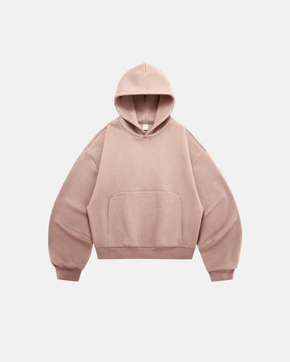 Plain boxy fit hoodie with hood, long sleeves and front kangaroo pocket