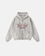 Unisex graphic zip-up hoodie with hood, long sleeves and kangaroo pockets