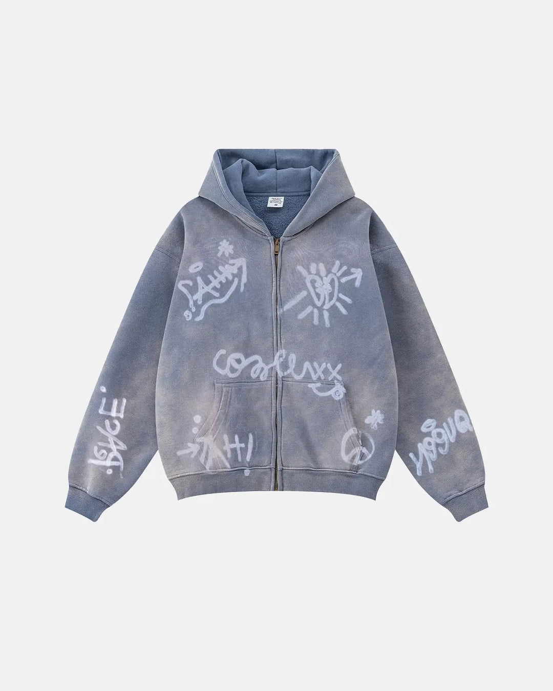 Men's graffiti zip-up hoodie