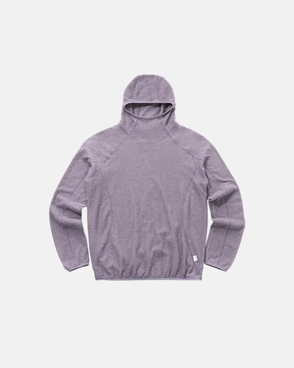 Unisex hooded hoodie with grid texture, long sleeves and elasticated hem