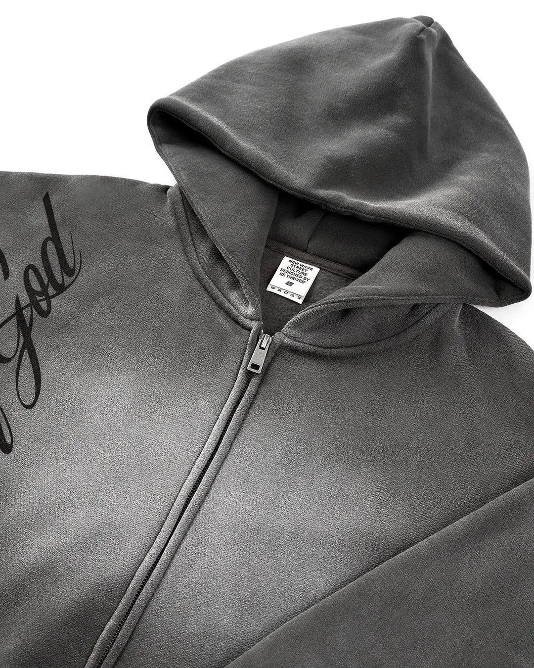 Acid wash zip-up hoodie