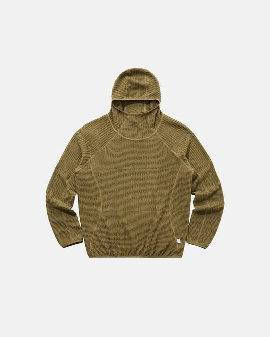 Unisex hooded hoodie with grid texture, long sleeves and elasticated hem