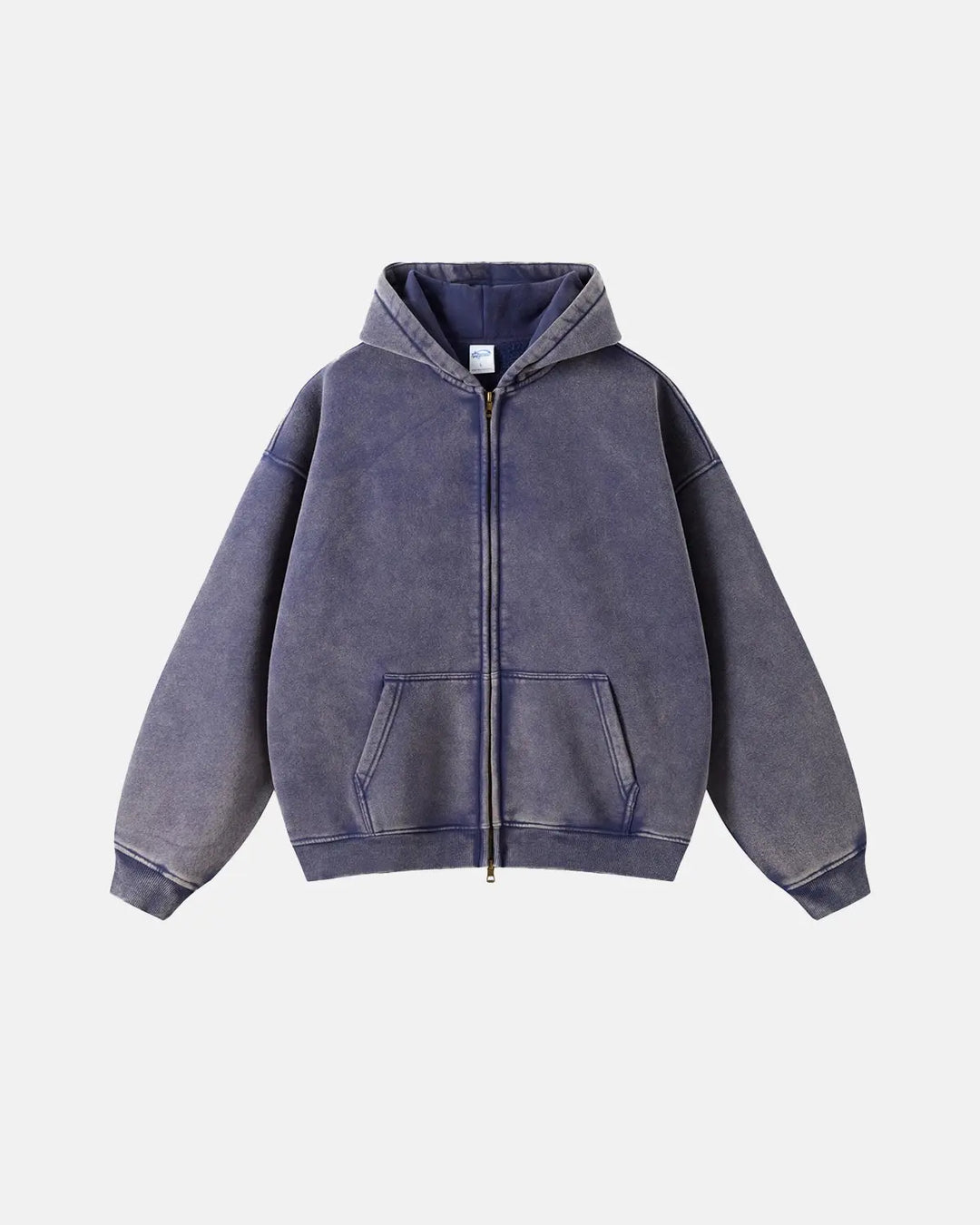 Men's washed zip hoodie shown in black and green