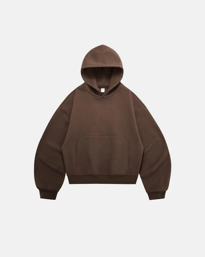 Plain boxy fit hoodie with hood, long sleeves and front kangaroo pocket