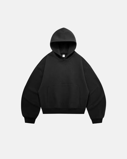 Plain boxy fit hoodie with hood, long sleeves and front kangaroo pocket