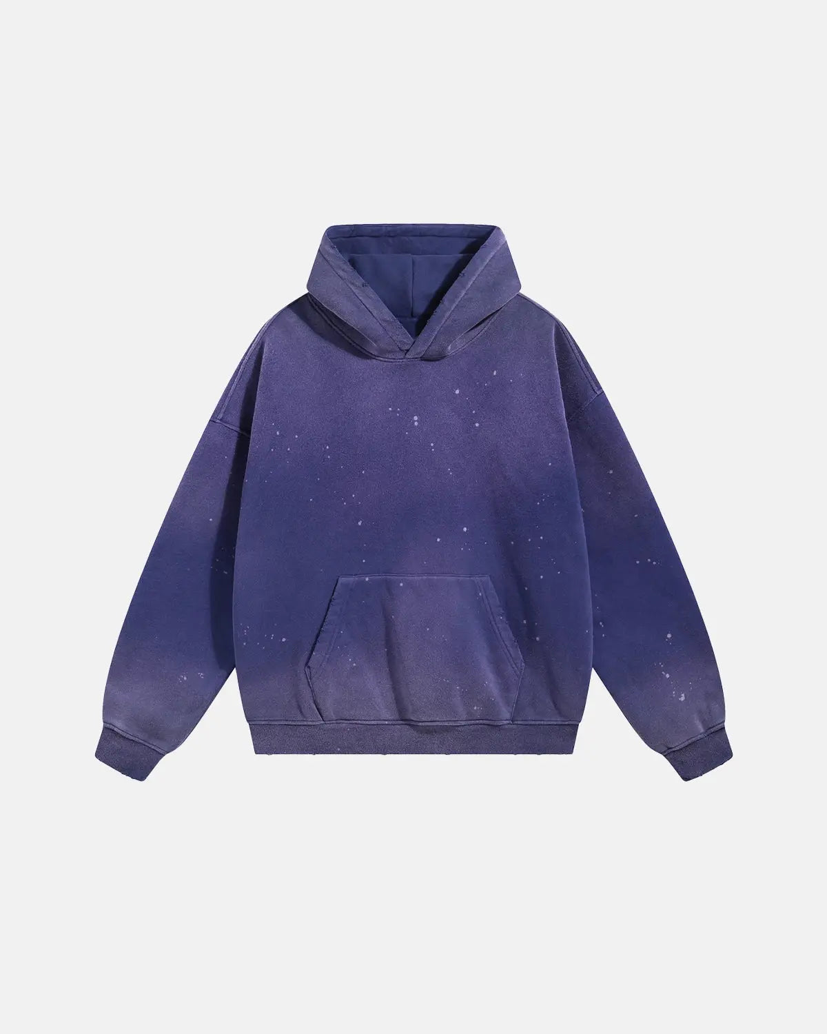 Unisex acid-washed hoodie with splatter detailing, long sleeves and kangaroo pocket