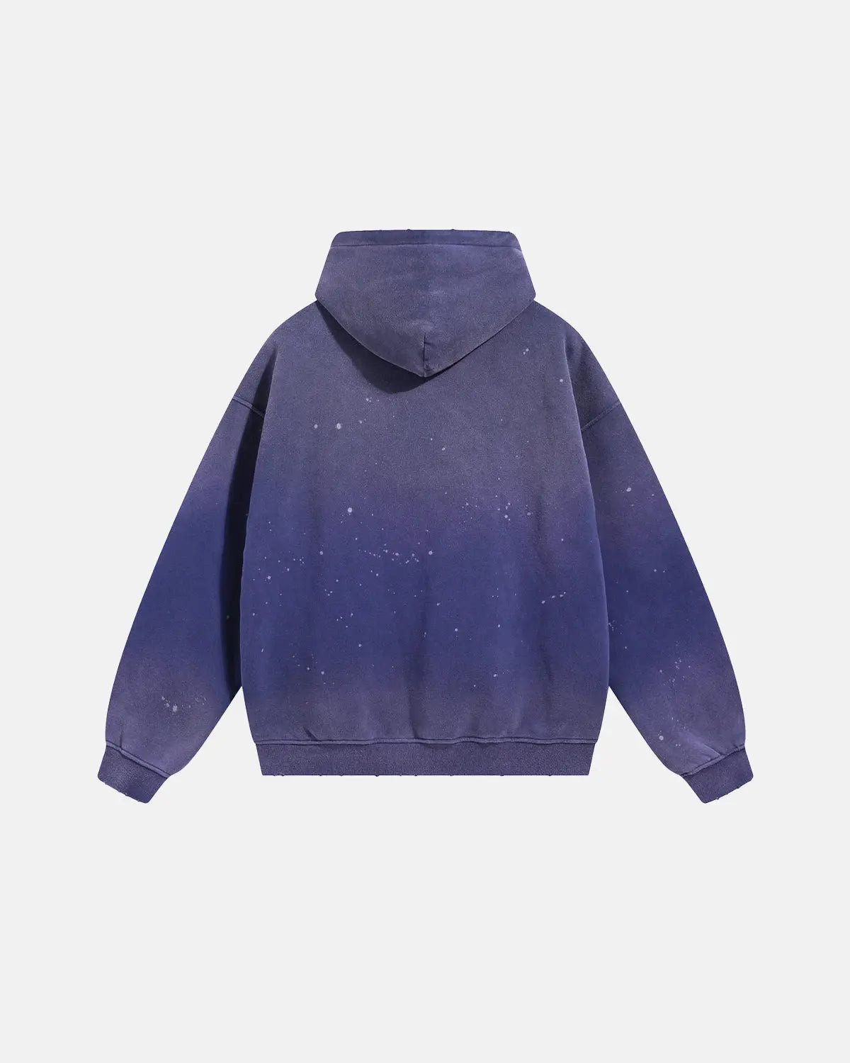 Unisex acid-washed hoodie with splatter detailing, long sleeves and kangaroo pocket