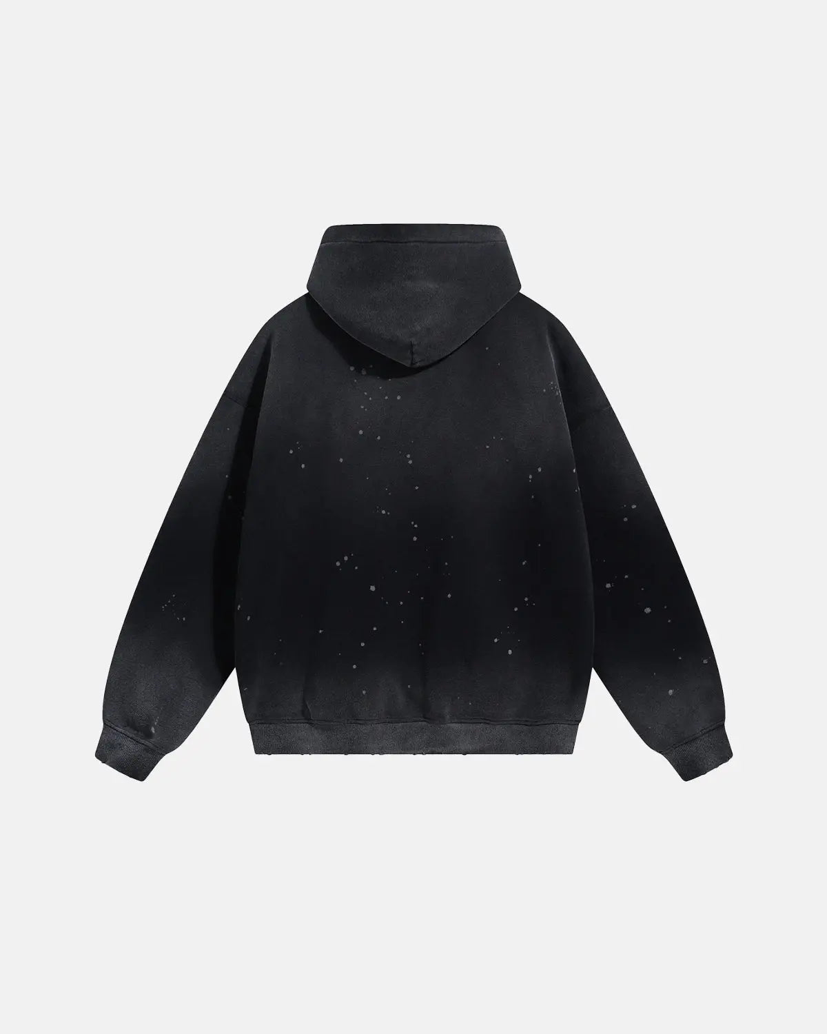 Unisex acid-washed hoodie with splatter detailing, long sleeves and kangaroo pocket