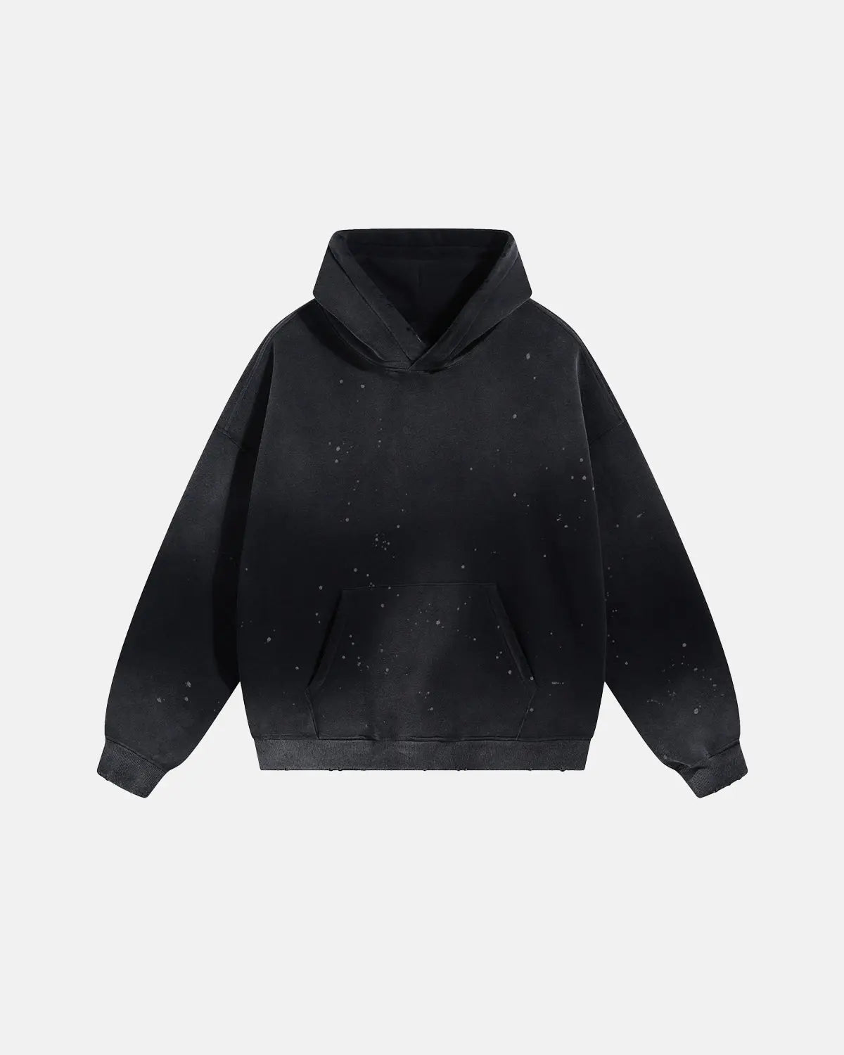 Unisex acid-washed hoodie with splatter detailing, long sleeves and kangaroo pocket