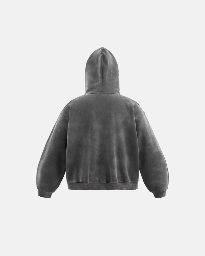 Acid wash zip-up hoodie