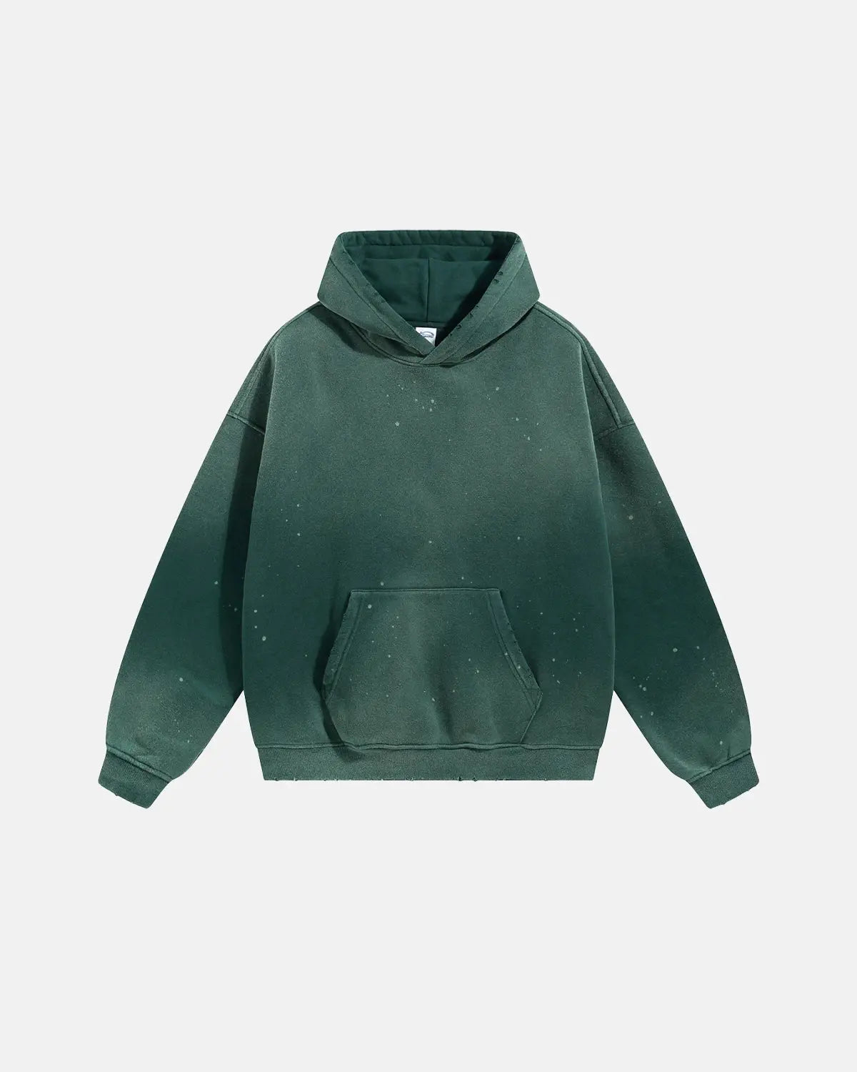 Unisex acid-washed hoodie with splatter detailing, long sleeves and kangaroo pocket