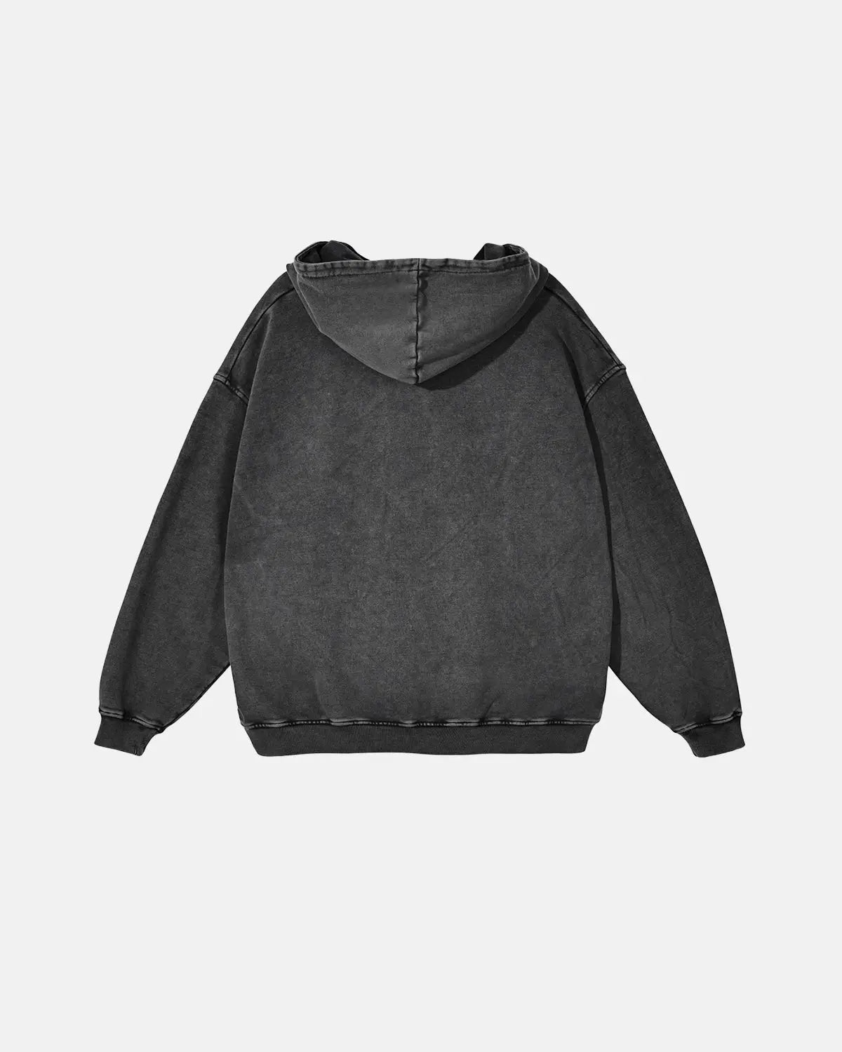 Men's dark grey washed graphic pullover hoodie with hood and kangaroo pocket
