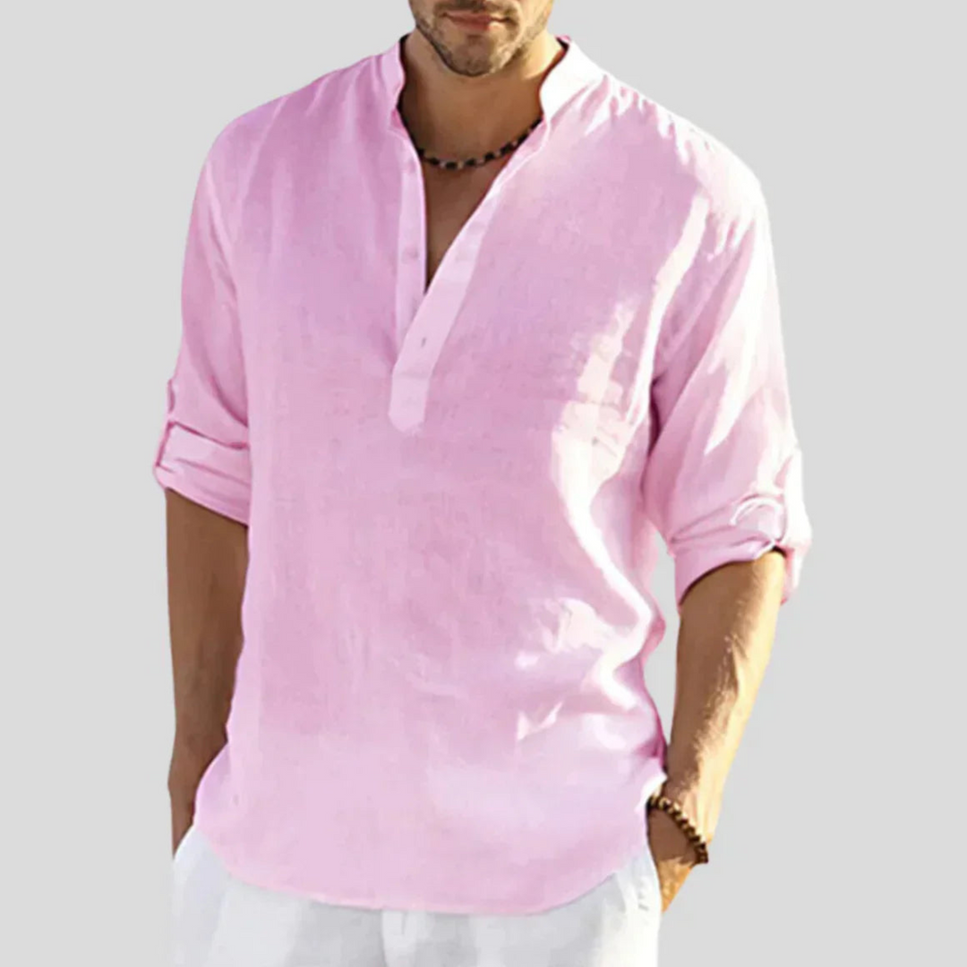 Men's Lightweight Breathable Shirt, Long Sleeve Button-Down Slim Fit Versatile Summer Shirt