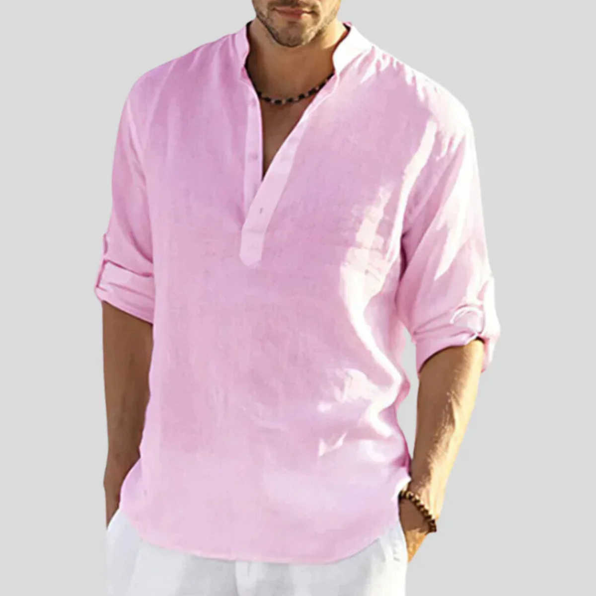 Men's Lightweight Breathable Shirt, Long Sleeve Button-Down Slim Fit Versatile Summer Shirt