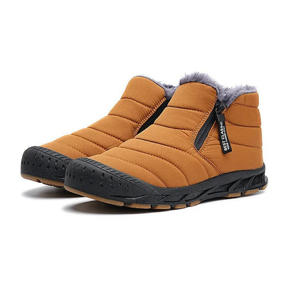 Quilted ankle boots with side zip, fleece-look trim and textured flat soles