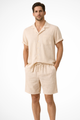 Men's Cotton Linen Co-ord Set, 2 Piece Short Sleeve Shirt & Relaxed Trousers for Summer