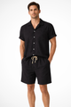 Men's Cotton Linen Co-ord Set, 2 Piece Short Sleeve Shirt & Relaxed Trousers for Summer