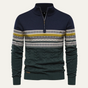 Men's quarter-zip jumper with high mock neck, geometric Fair Isle bands and textured knit detail