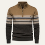 Men's quarter-zip jumper with high mock neck, geometric Fair Isle bands and textured knit detail