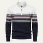 Men's quarter-zip jumper with high mock neck, geometric Fair Isle bands and textured knit detail