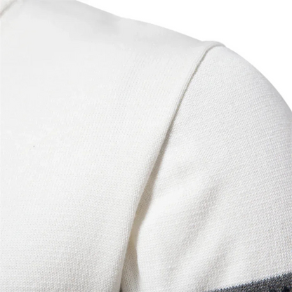 Men's quarter-zip jumper with high mock neck, geometric Fair Isle bands and textured knit detail