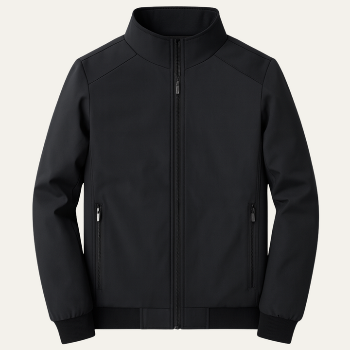 Men's full-zip jacket with stand collar, fleece-style lining and ribbed cuffs