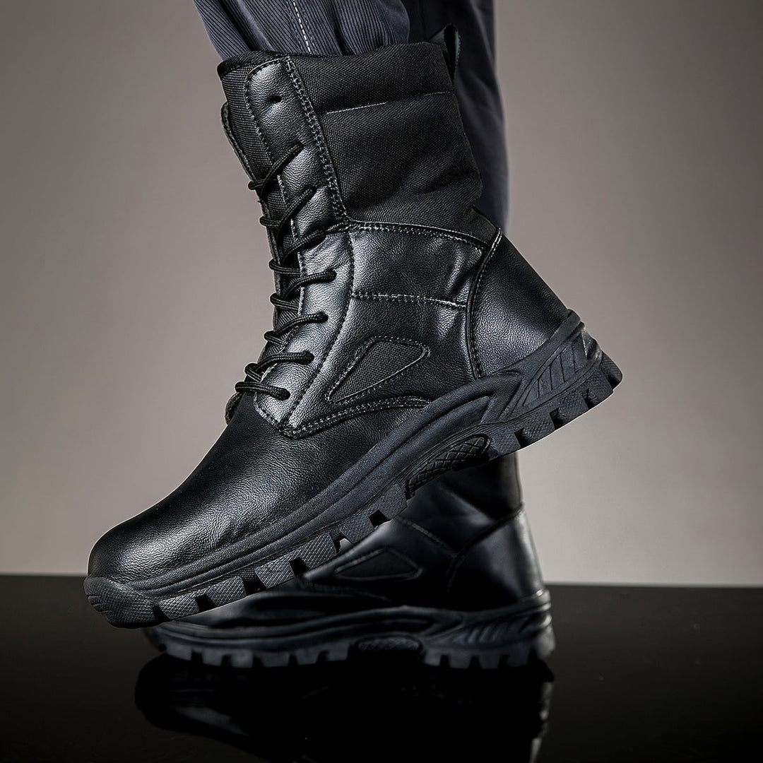 Unisex high-shaft lace-up boots with lug soles
