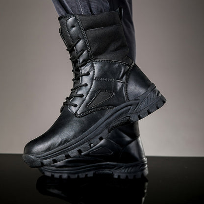 Unisex high-shaft lace-up boots with lug soles