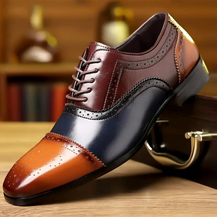 Men's Leather Oxford Shoes, Classic Lace-Up Formal Dress Shoes for Weddings and Business