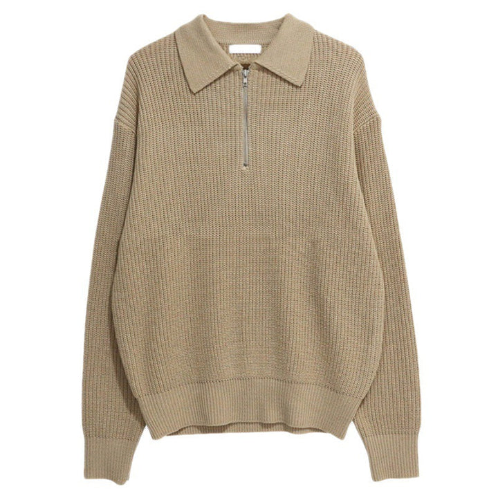 Unisex ribbed quarter-zip jumper with collar and long sleeves