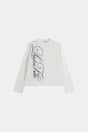 White waffle-textured sweatshirt