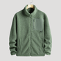 Men's textured fleece jacket with high collar, full zip and chest pocket