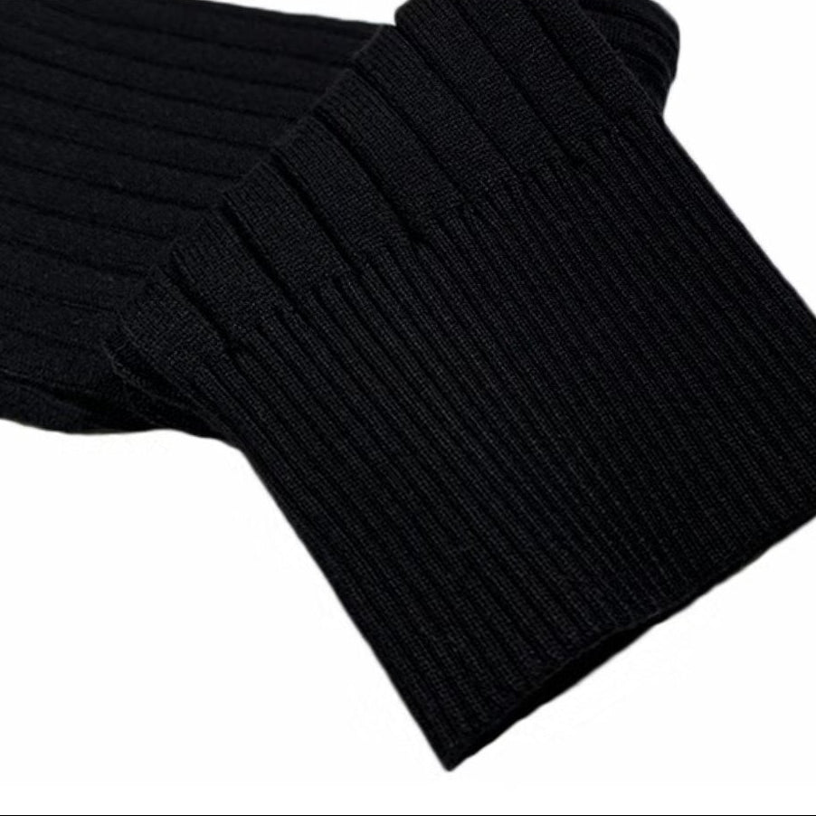 Men's ribbed long-sleeve polo sweater with collared neckline and button placket