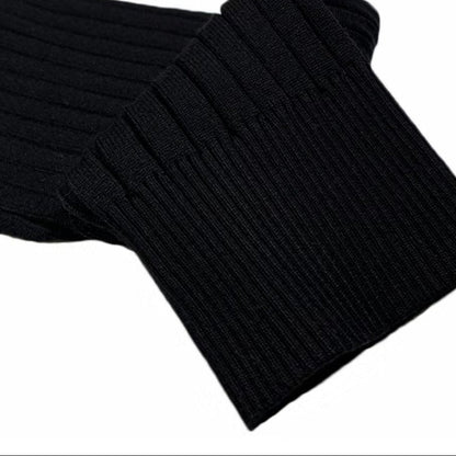 Men's ribbed long-sleeve polo sweater with collared neckline and button placket