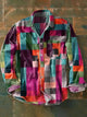 Men's Colourful Check Shirt, Long Sleeve Button-Down Casual Plaid Shirt for Everyday