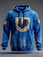 Men's oversized hoodie with French flag and Le Coq Gaulois graphic