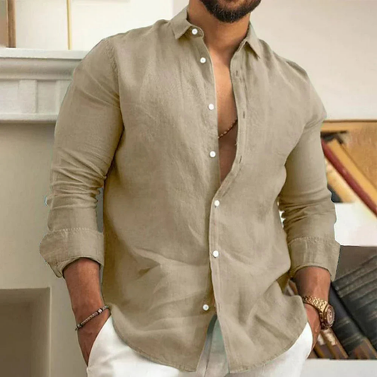 Men's Lightweight Breathable Shirt, Long Sleeve Button-Down Slim Fit Casual Summer Shirt