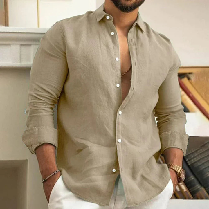 Men's Lightweight Breathable Shirt, Long Sleeve Button-Down Slim Fit Casual Summer Shirt