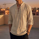Men's Lace Up Shirt, Band Collar, Long Sleeve, Roll Tab Cuffs