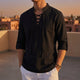 Men's Lace Up Shirt, Band Collar, Long Sleeve, Roll Tab Cuffs