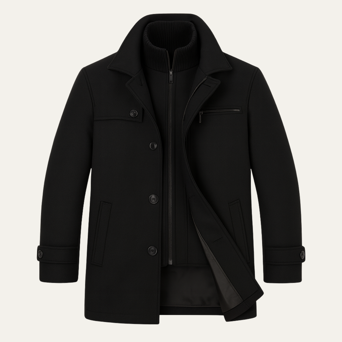 Men's winter coat with adjustable cuffs