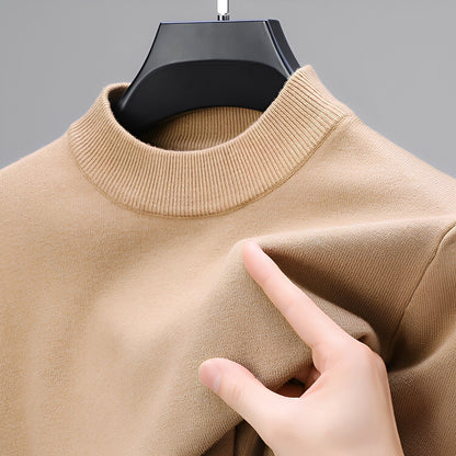 Men's plain mock neck jumper with ribbed collar and long sleeves